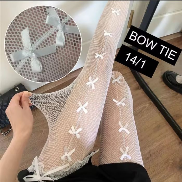 Трендовые ажурные колготы колготки сетка бантик бантик актуальные трен