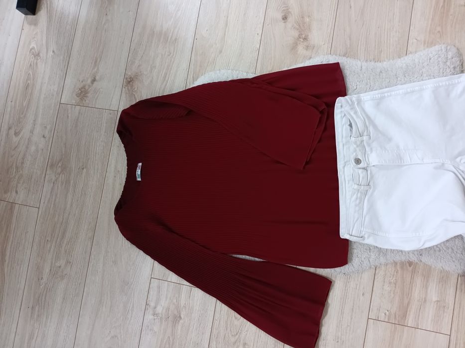 Burgundowa bluzka elegancka plisowana r.L