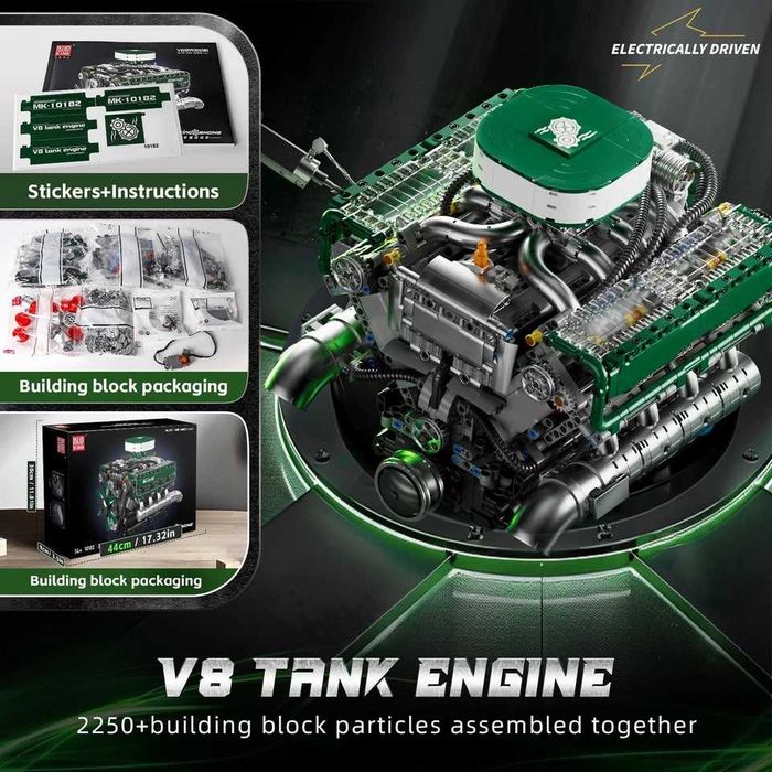 Mould King 10182 V8 Танковий Двигун. 2250 дет. У коробці. Tank Engine