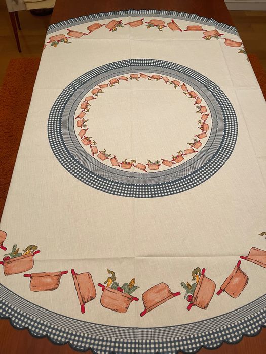 Toalha de mesa redonda com motivos de cozinha