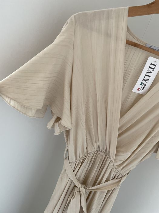 Piękna elegancka sukienka maxi falbanka z wiązaniem NOWA