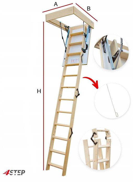 Schody Strychowe Greenline 90x70 32mm H-270cm 1,2 W/m2K Wyprzedaż