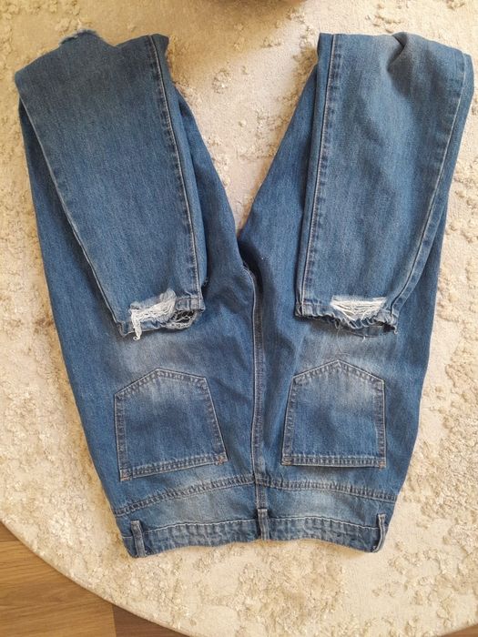 Spodnie mom jeans dziury przetarcia bawełna jeansy m l modne