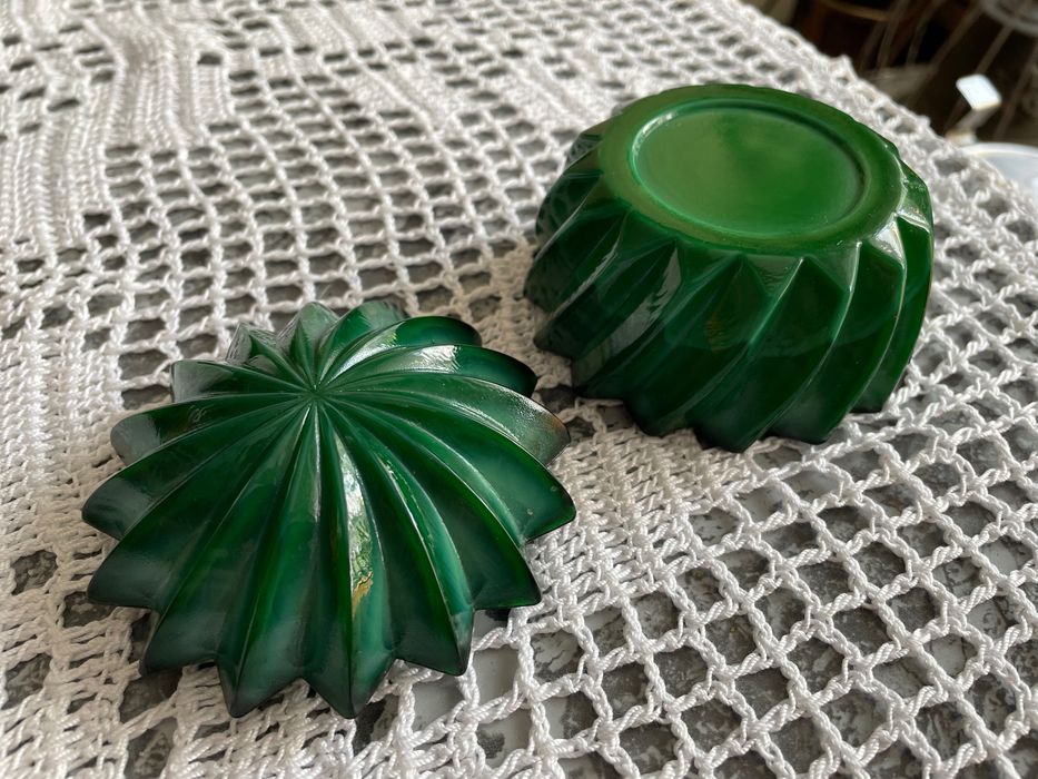 Szkatułka na biżuterię Curt Schlevogt piekne szkło malachitowe