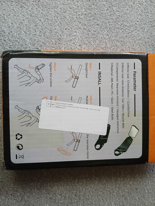 Lusterko rowerowe wsteczne podłużne na kierownicę regulowane 360 2szt