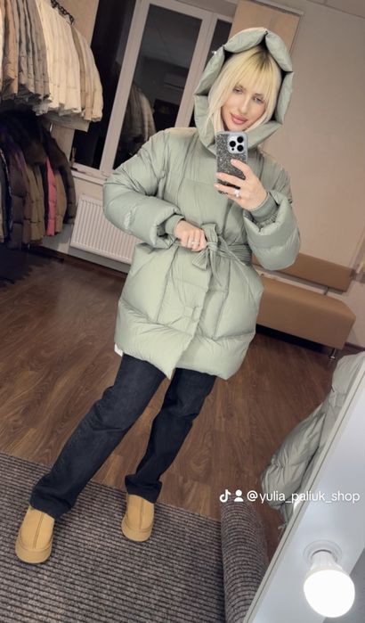 Зимові пуховики пуфери пальто куртки з капюшоном натуральний пух mango