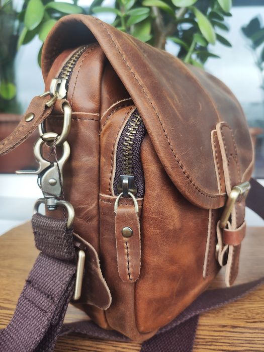 Кожаная мужская Сумка Барсетка. Dark Brown.