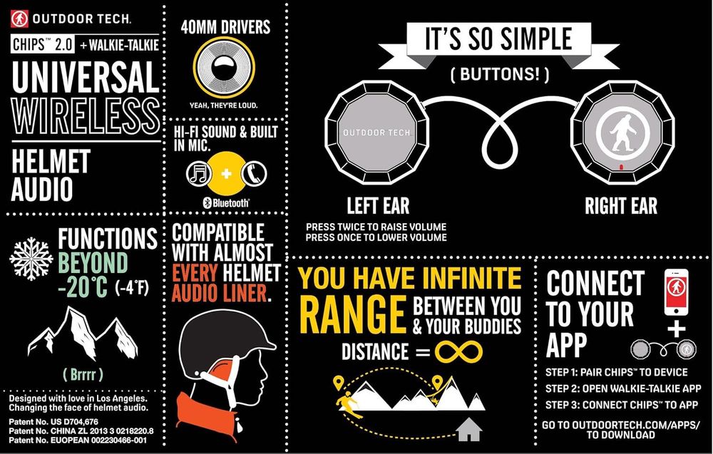 Outdoor Tech Chips 2.0 słuchawki sportowe Bluetooth do kasku