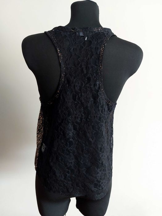 Sparkle&fade bluzka koszulka top na ramiaczkach panterka koronka czarna s m