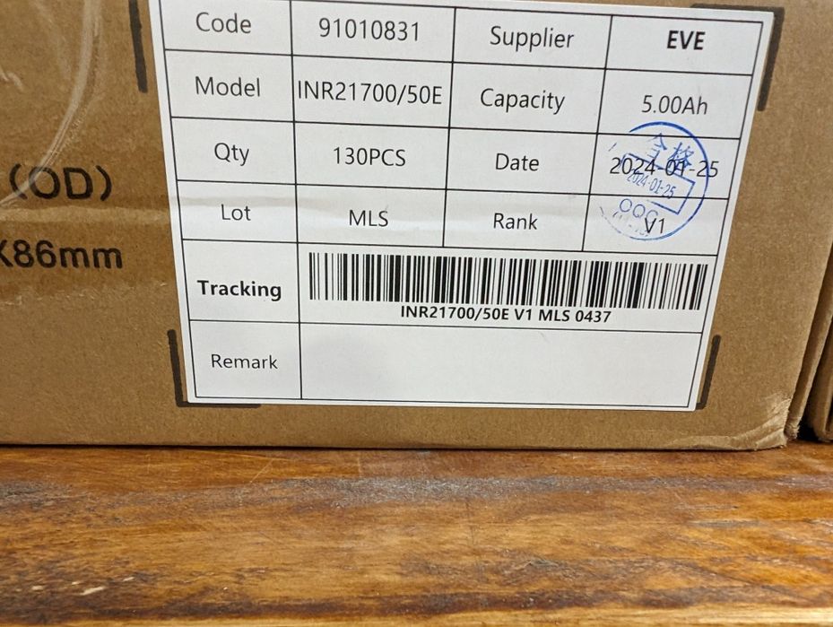 Элементы Li-ion 21700 EVE 5000mA