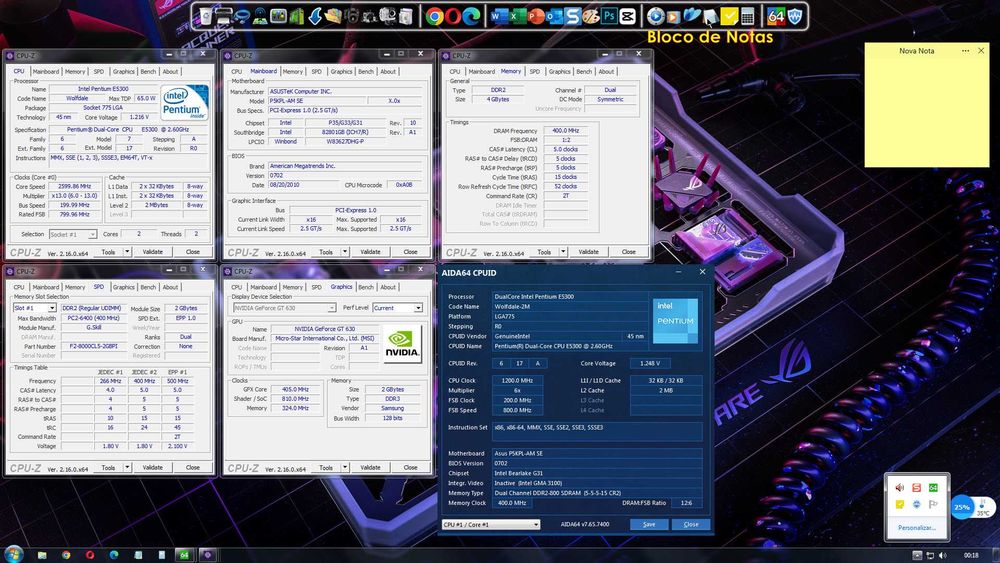 Torre Pentium E5300 + monitor + rato/teclado sem fio.