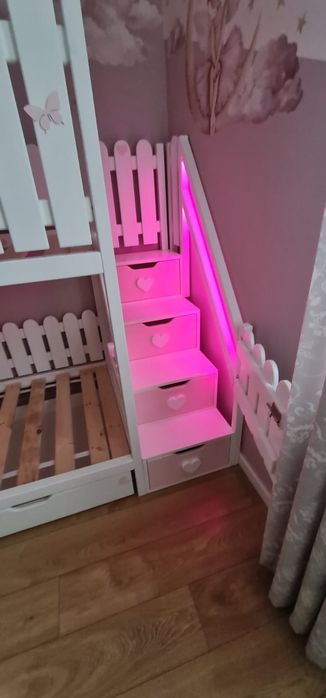 Łóżko piętrowe domek drewniany 90x180