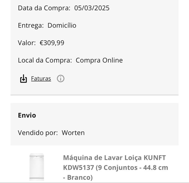 Máquina lavar loiça Kunft como nova e com garantia