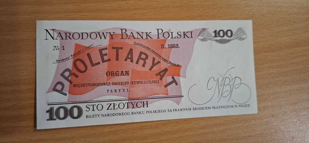 Banknot 100 zł PRL - stan bankowy.