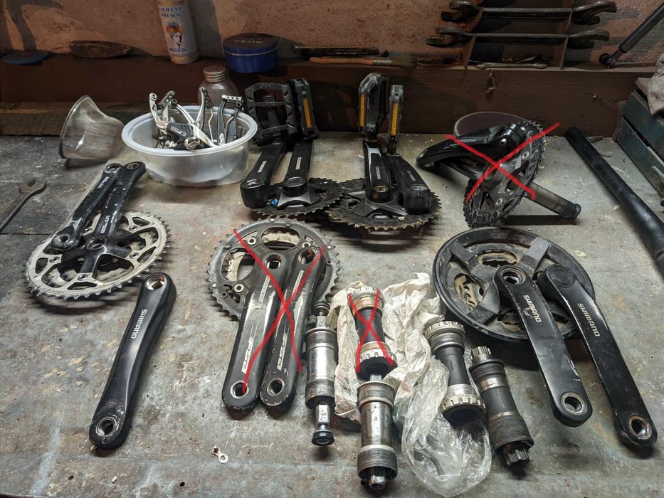 Części rowerowe korby, przerzutki, mostki, platformy