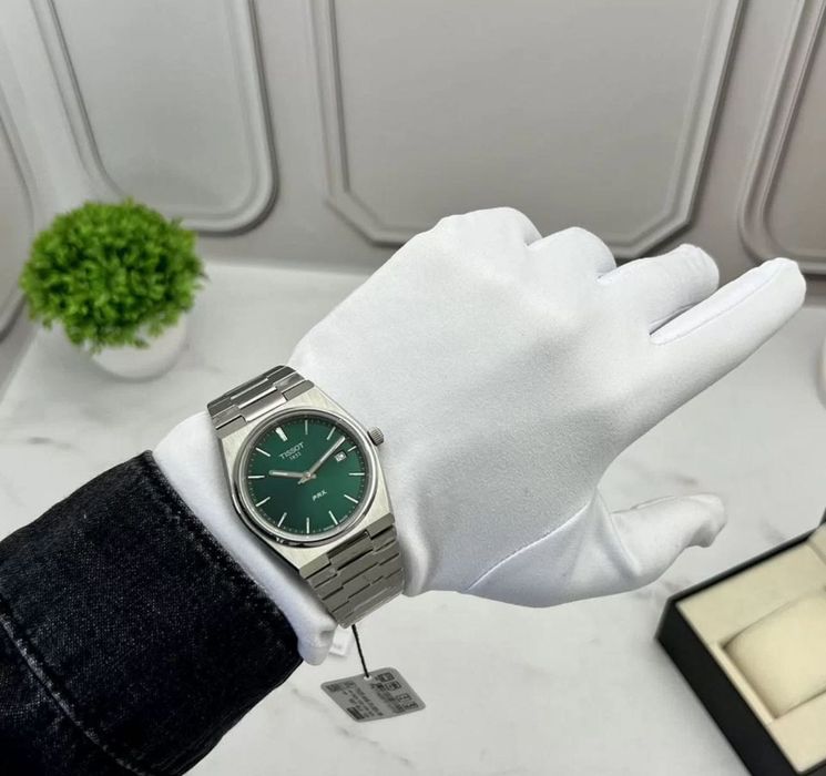 Мужские часы Tissot Prx Green 40 мм зеленые