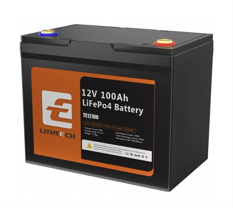 LiFePO4 12V 100Ah Акумулятор Lithtech з Bluetooth 1280Wh, 100A, BMS
