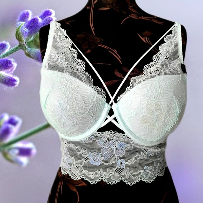 Biustonosz stanik miętowy koronka M 38 nowy 85B