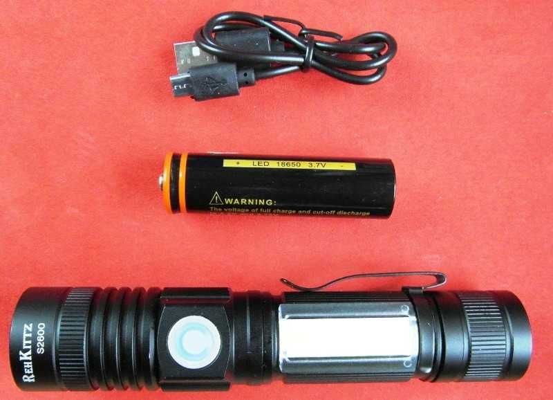 Latarka Rehkittz S2600 Ładowana 2500mah 18650 2x Led zoom + Cob Magnes