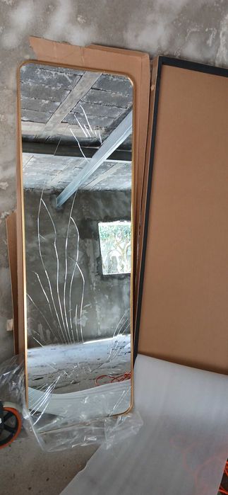 Espelho de corpo inteiro 162x53cm Shein (moldura boa, espelho partido)