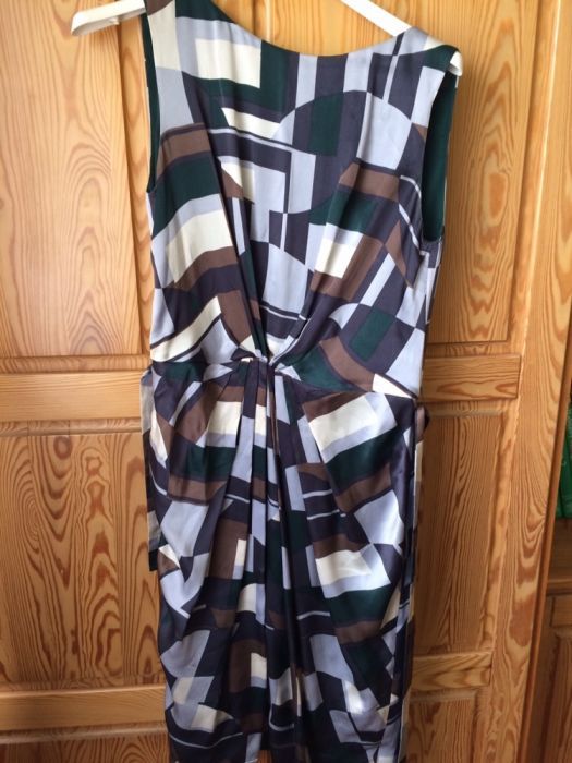 Monnari sukienka S 36 100% jedwab silk geometryczne wzory