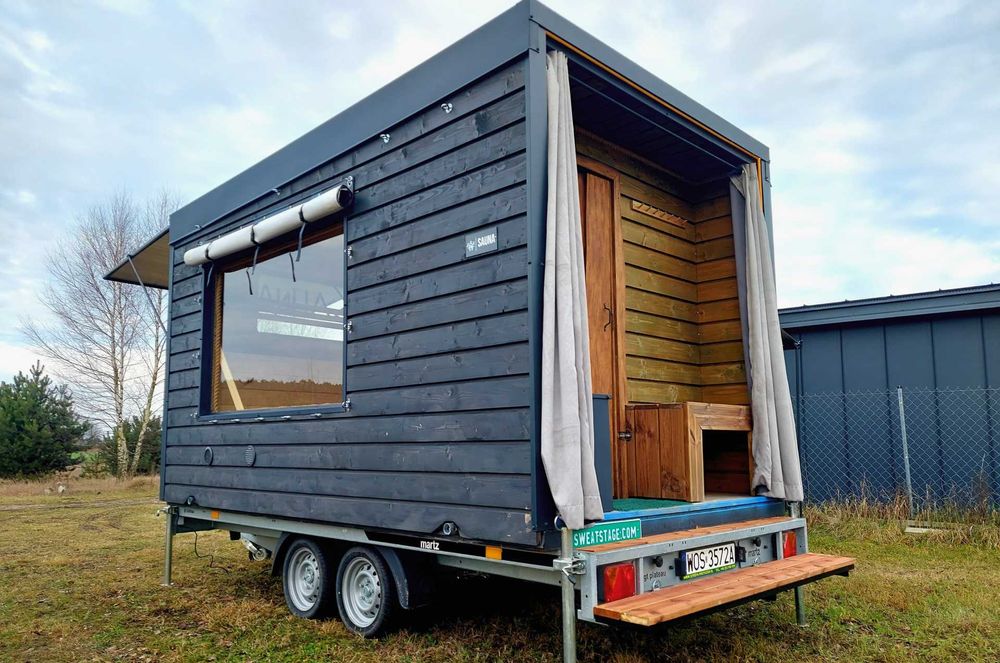Sauna mobilna - duża, wynajem, bezobsługowa