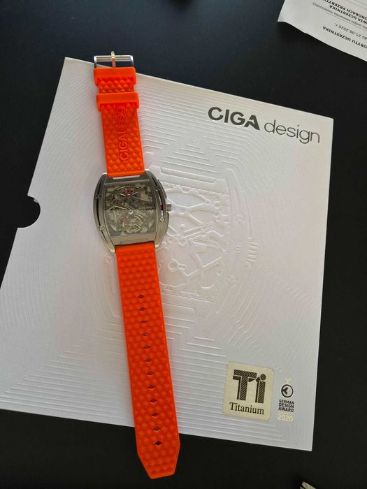 Zegarek CIGA DESIGN Edge Skeleton Automat pomarańczowy!