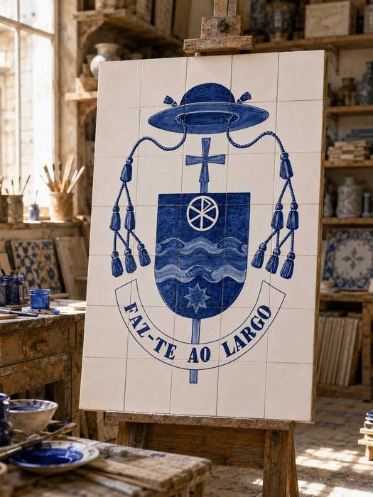 Painel de Azulejos Portugueses – Brasão Religioso | Azularte | Peça Única