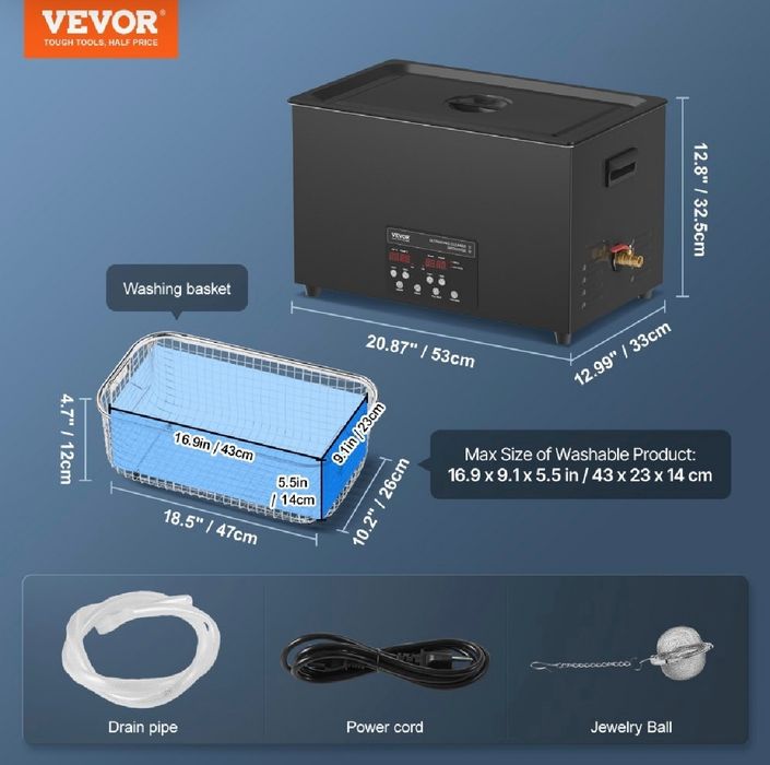 Nova Máquina de ultra frequência Vevor 30L com aquecimento até 80°