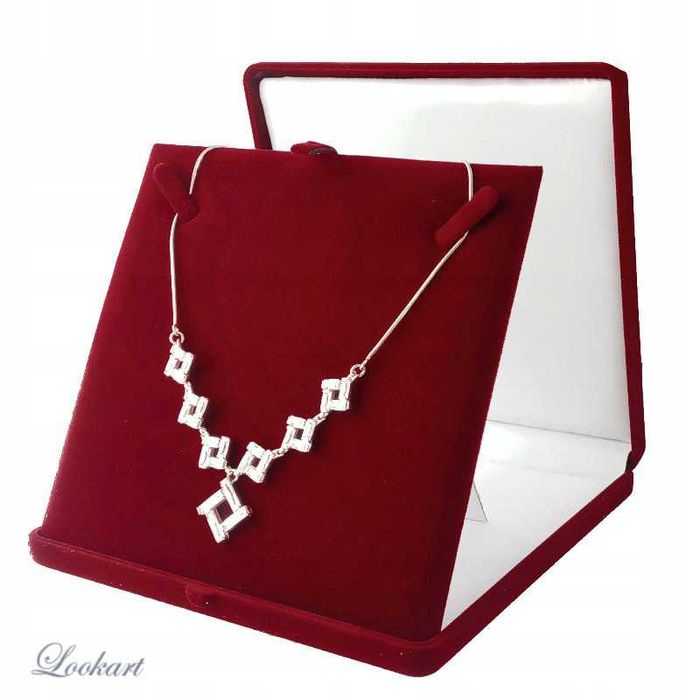 II jakość zestaw 5 sztuk Pudełko na naszyjnik kolię bordowe aksamitne