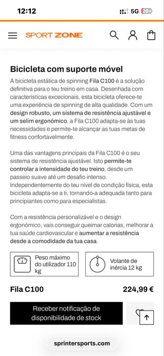 Bicicleta Indoor Spinning