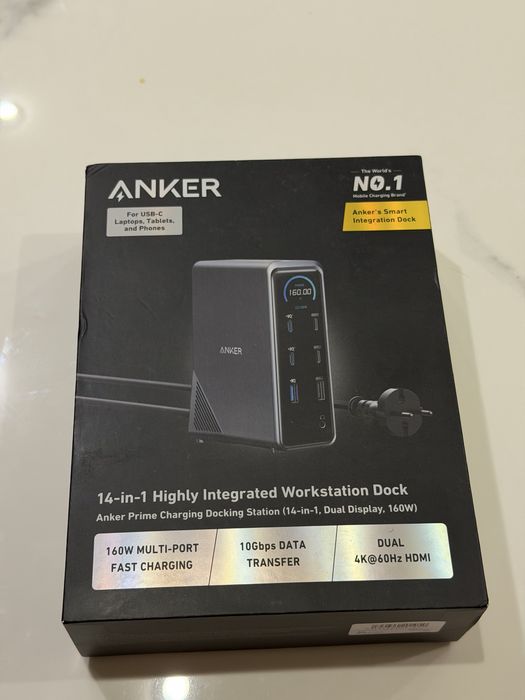 Мультипортовий адаптер Anker Prime Charging Docking Station 14-in-1 Dual Display 160W Grey
