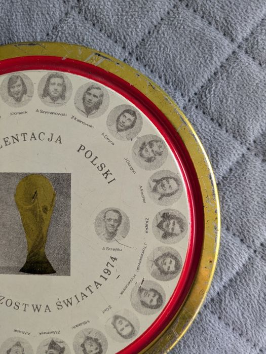 Kolekcjonerska taca metalowa Reprezentacja Polski MŚ 1974 PRL