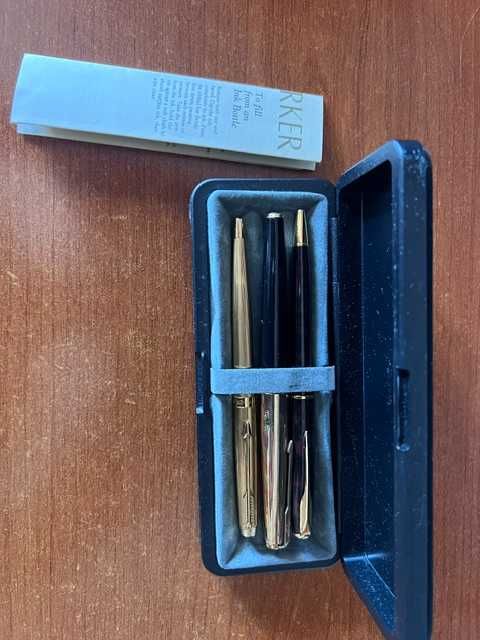 Lote 3 canetas Coleção Vintage Parker (Anos 60-90) c/ Estojo