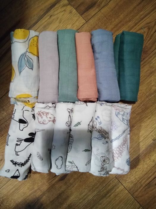 Pieluszki muślinowe z bawełny ,przepiękne rózne wzory dla dziecka.