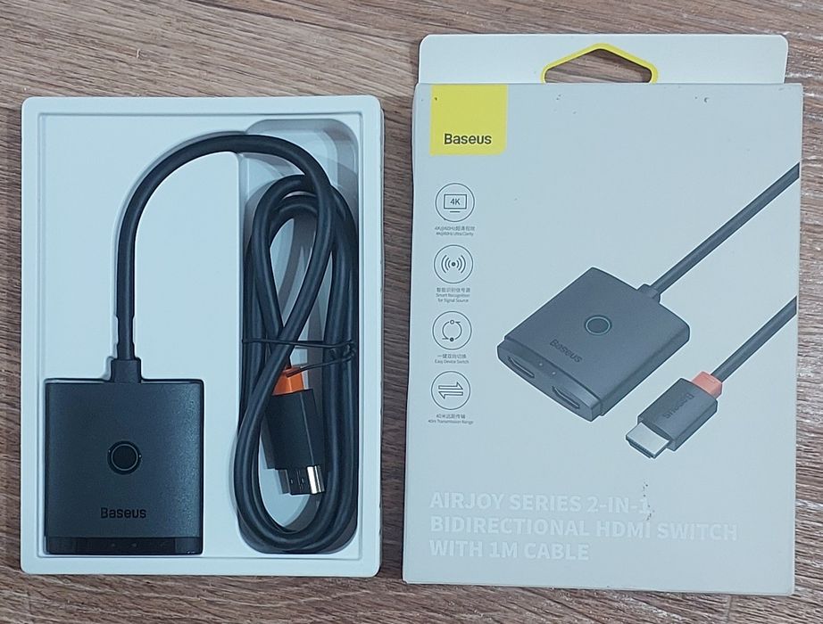 (НОВЫЙ) HDMI сплиттер коммутатор Baseus AirJoy Series 2 в 1 4K 60 Гц