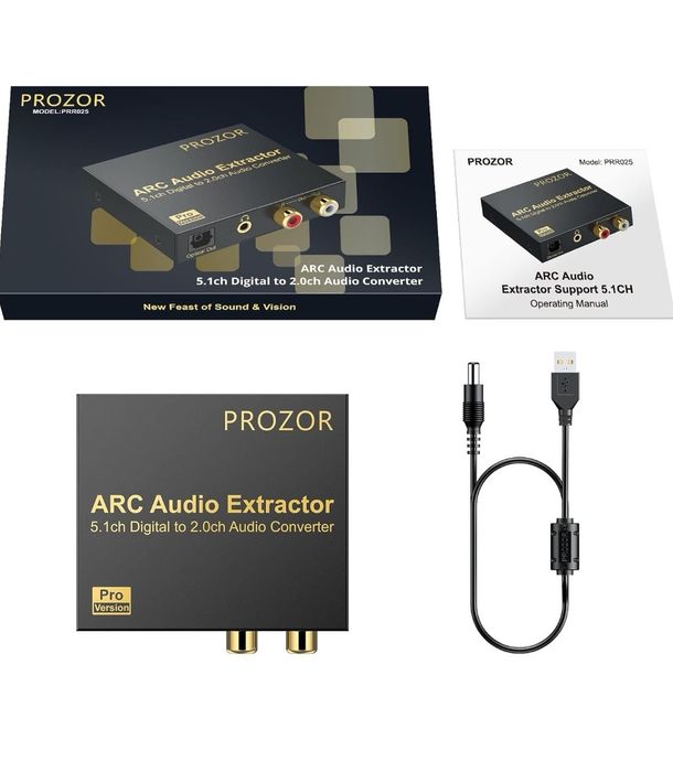 PROZOR 192KHz konwerter DAC 5.1ch cyfrowy ekstraktor audio ARC RCA opt