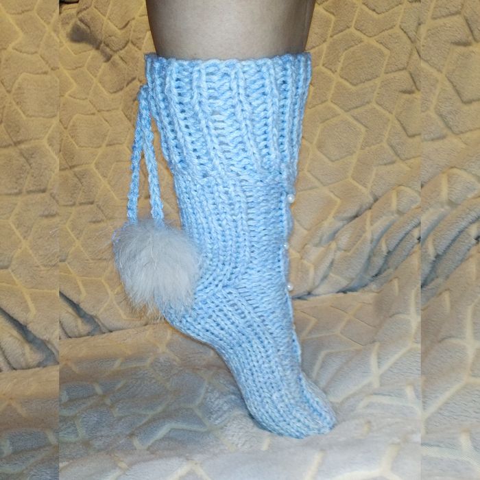 Р.37-38 Шерстяные вязаные теплые зимние носочки носки тапочки сапожки