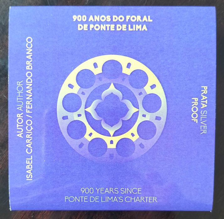 Moeda 7,5€ 2025 Prata Proof 900 Anos Foral Ponte Lima Estado Nova
