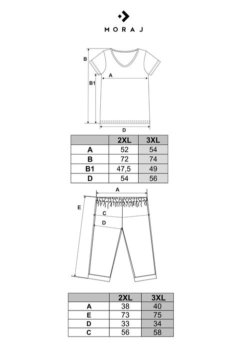 NOWA PIŻAMA damska MORAJ PIŻAMKA bawełniana spodnie 3/4 PLUS SIZE 3XL