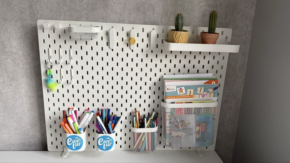 Biurko białe szuflady zestaw organizer ikea