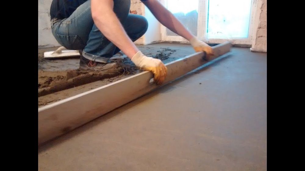 Стяжка пола полусухим методом, выравнивание пола, ровный пол