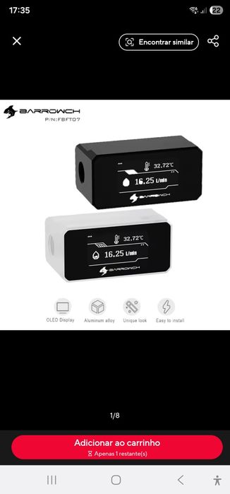 Barrowch fbft07 g1/4 display digital oled termômetro de água/medidor d