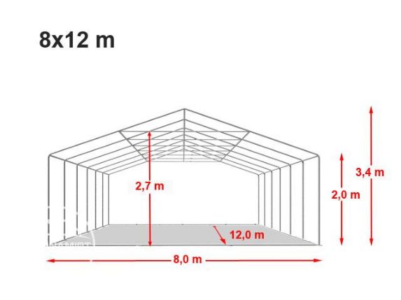 8x12m Namiot magazynowy, przemysłowy, PVC biały, gratis wysyłka