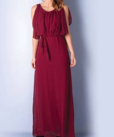 Vestido em chiffon bordeux preto escuro comprido novo