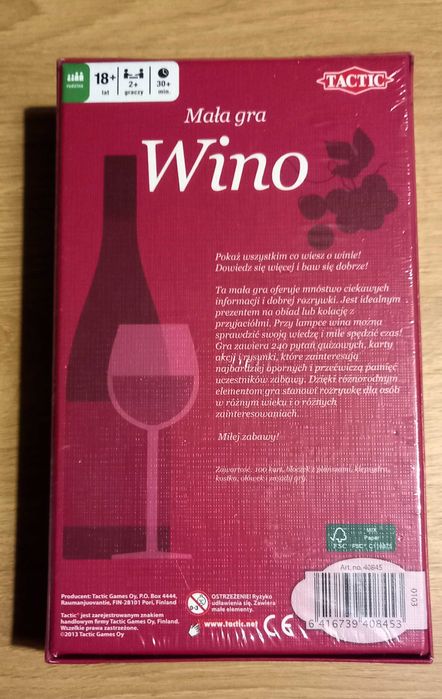Mała gra - Wino, gra planszowa edukacyjna