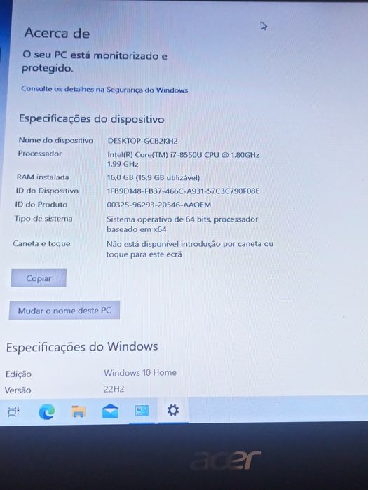 Portátil ACER Aspire i7 16gb RAM