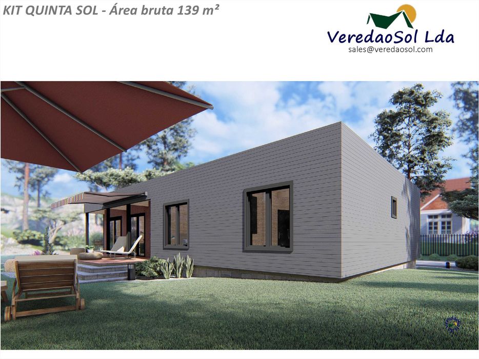 Casa madeira pre fabricada KIT QUINTA SOL T4 139m² - CE A+/A++