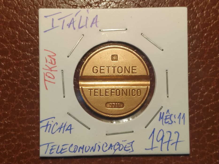 572 ficha de telecomicações  de novembro de 1977 token - Itália