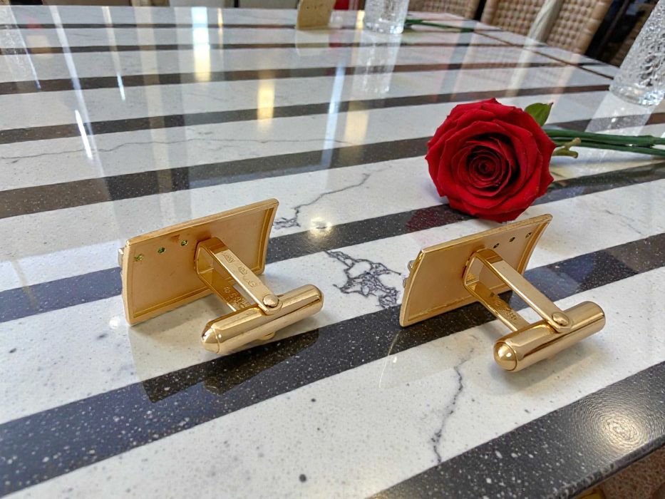 Spinki złote pr. 585 ze szmaragdami Lombard Gorzów